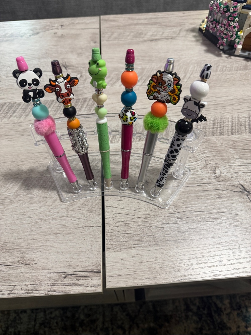 Cute Animal Bead Top Pens - Assorted Colors (Black Ink)